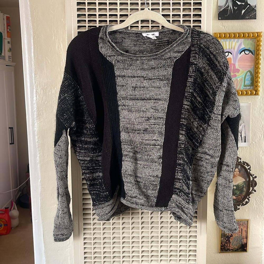 Helmut Lang Color-Block Knit Cropped Sweater - image 2